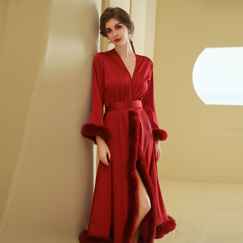 0b9d6ff7-84d5-4c16-b6dc-92671c8bb209.jpg Fashion Female Kimono Satin Long Bathrobe - Image 1