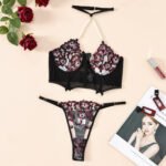 Flower Embroidery Halter Underwear Suit - Image 8