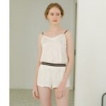 Satin little black wave point pajamas