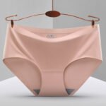 Non Marking One Piece Ice Silk Underwear Women's Breathable Sexy Mid Waist Solid Color Briefs - Image 8