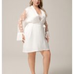 Plus-size Satin Lace Sexy Short Nightgown Womens Loungewear Comfortable Sleepwear Bathrobe