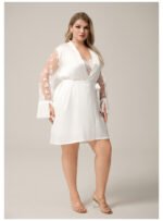Plus-size Satin Lace Sexy Short Nightgown Womens Loungewear Comfortable Sleepwear Bathrobe