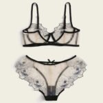 Women's Mesh Embroidered Sheer Lingerie Set - Image 4