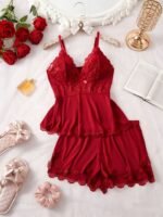 Lace-trimmed Camisole Loungewear Casual 2-piece Set For Women - Image 3