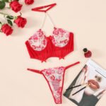 Flower Embroidery Halter Underwear Suit - Image 6