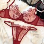 Ultra-thin Mesh Rose Embroidery Anti-sagging Lingerie Set - Image 10