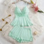 Lace-trimmed Camisole Loungewear Casual 2-piece Set For Women - Image 6