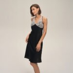 New Lace Sexy Camisole Bodycon Nightgown In Solid Color Satin Chiffon - Image 2