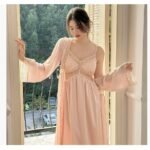 Strap-style Princess-style Pajamas Long Loungewear Dress - Image 3