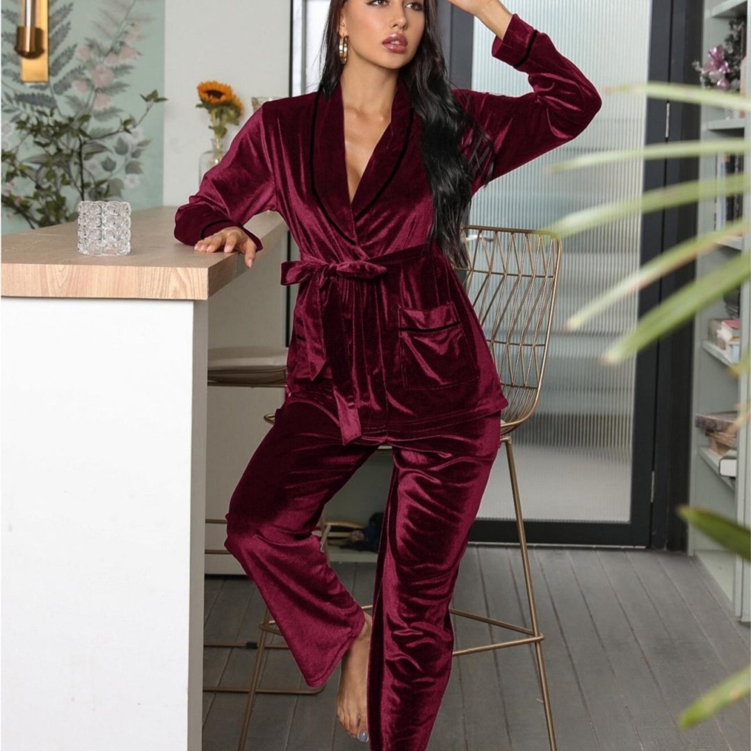 dc25f141-ee8f-4faa-b80d-e2d4a42af542.jpg Women's Pajamas Fleece-lined Thickened Loungewear Suit - Image 1