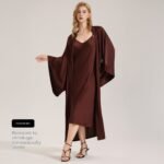New Refined Solid-color Satin Chiffon Slip Nightgown Two-piece Set - Image 4