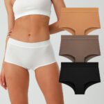 Unisex Sport Boyshorts Underwear EU Sizing,Cotton Neutral Aesthetic Sexy High Cut Briefs, Warm Earth Tones Solid Color Panties