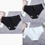 Ruffle Ice Silk Underwear Women's Girls Shorts Package Seamless Underwear Smooth Satin Ladies Underwear Set - Image 5
