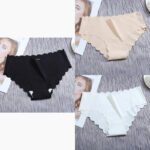 Ruffle Ice Silk Underwear Women's Girls Shorts Package Seamless Underwear Smooth Satin Ladies Underwear Set - Image 8