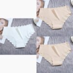 Ruffle Ice Silk Underwear Women's Girls Shorts Package Seamless Underwear Smooth Satin Ladies Underwear Set - Image 9