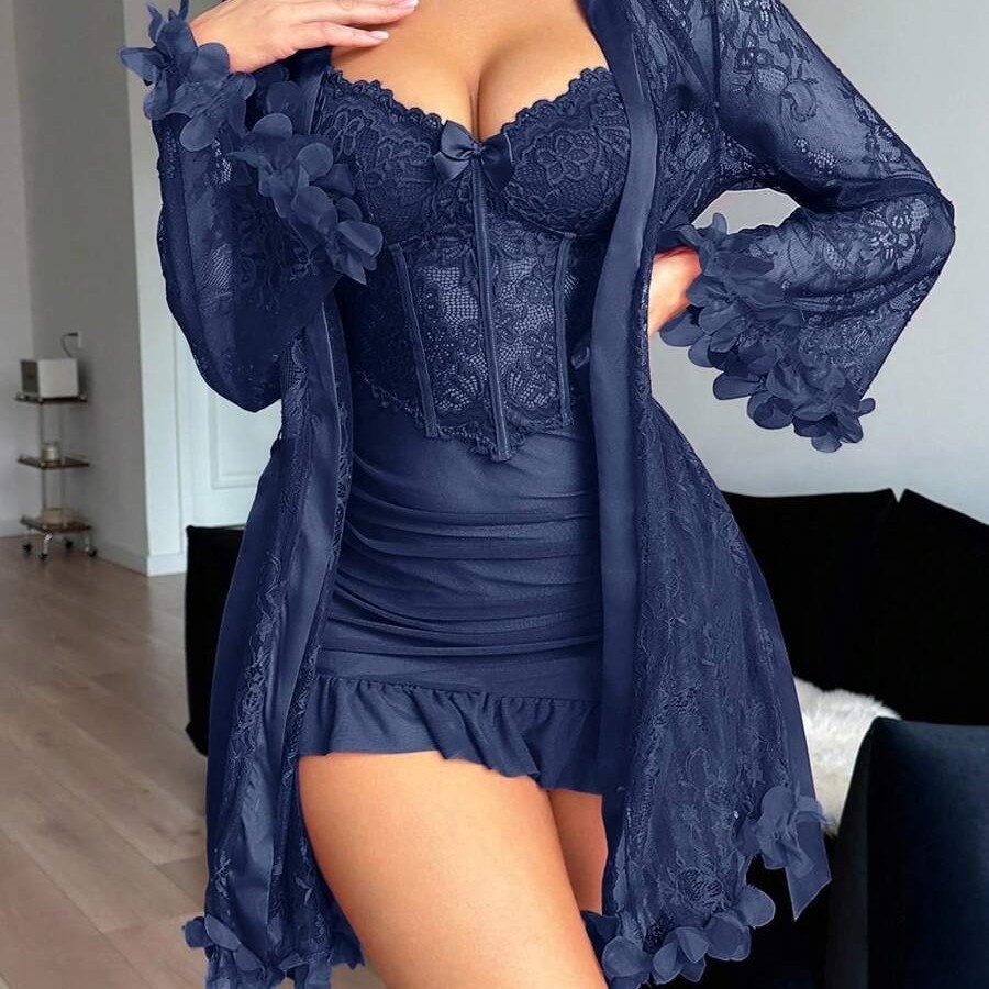 30852475-aed5-4c93-be24-ffc3fc20232d.jpg Sexy Sheer Lace Slip Dress For Intimate Wear - Image 1