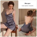 Womens Lingerie Spaghetti Straps Ice-silk Nightdress - Image 10