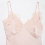 Fashionable Silk-textured Lace-panelled Slip Dress - Image 3