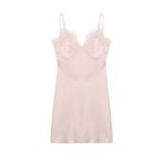Fashionable Silk-textured Lace-panelled Slip Dress - Image 5