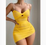 Simple Mesh Uniform Pearl Suspender Underwear Dress - Image 4
