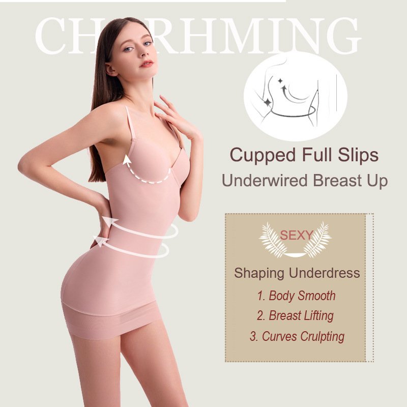 a8c417e2-c5dd-41b6-ac9b-70fd8564a392.jpg Tummy Control Cupped Full Slip Shapewear Dress | Sculpting Body Shaper - Image 1