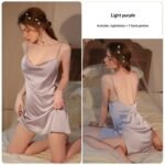 Womens Lingerie Spaghetti Straps Ice-silk Nightdress - Image 8